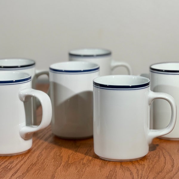 6 Vintage Dansk Coffee Mugs - Concerto Allegro Blue Tall Coffee Cups - MCM Cups for Midcentury Kitchen Decor