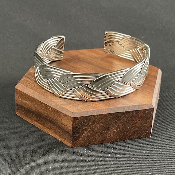 Sterling Silver Cuff Bracelet with Braided Design… - image 2