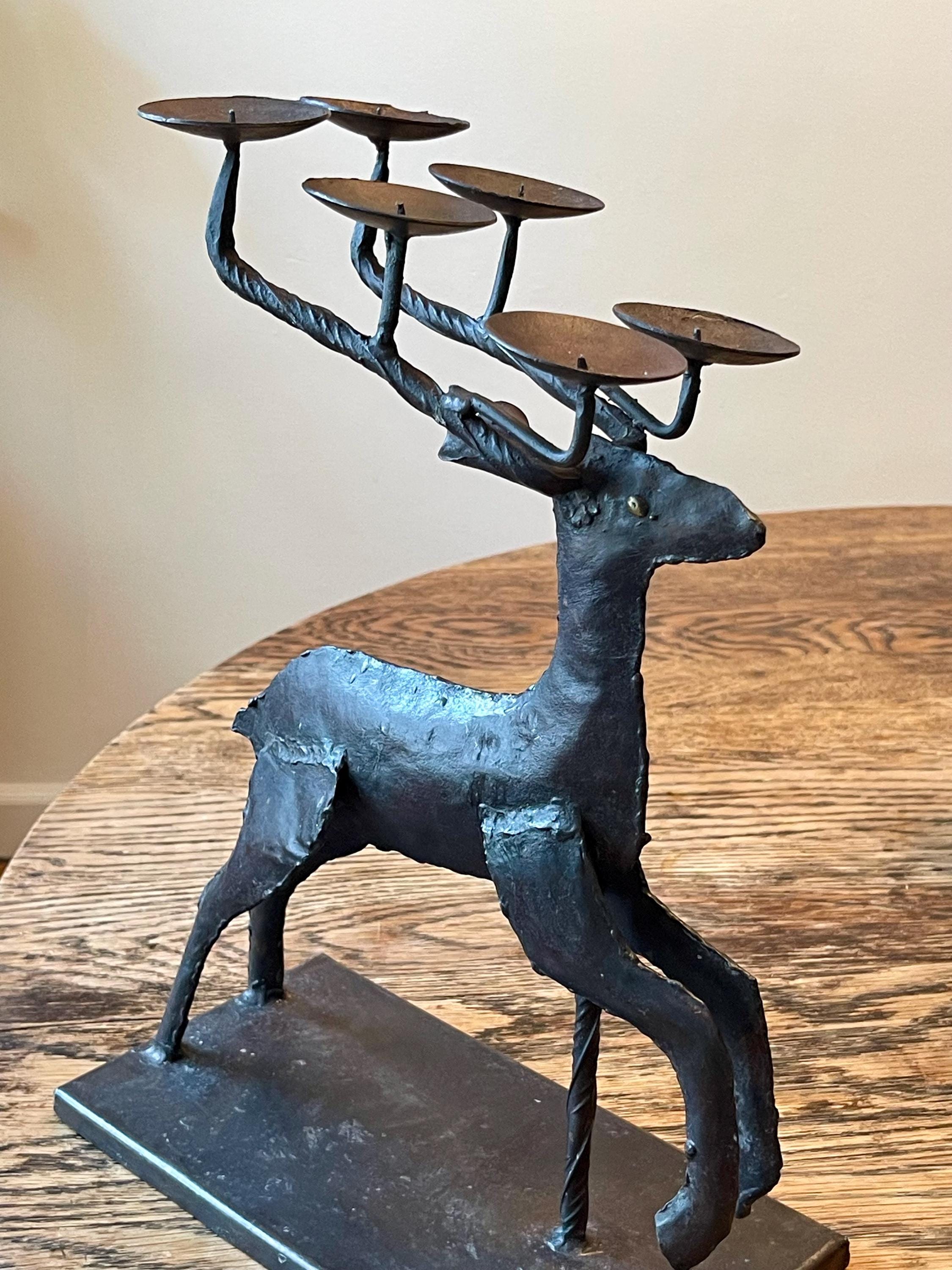 Welded Metal Deer Candle Holder