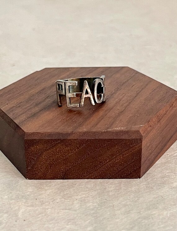 Sterling Silver Ring with Hand Cut "Peace" Letteri
