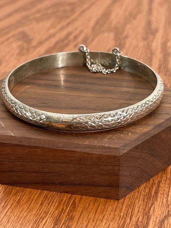 Sterling Silver Bangle Bracelet - Mid-Century Cla… - image 1