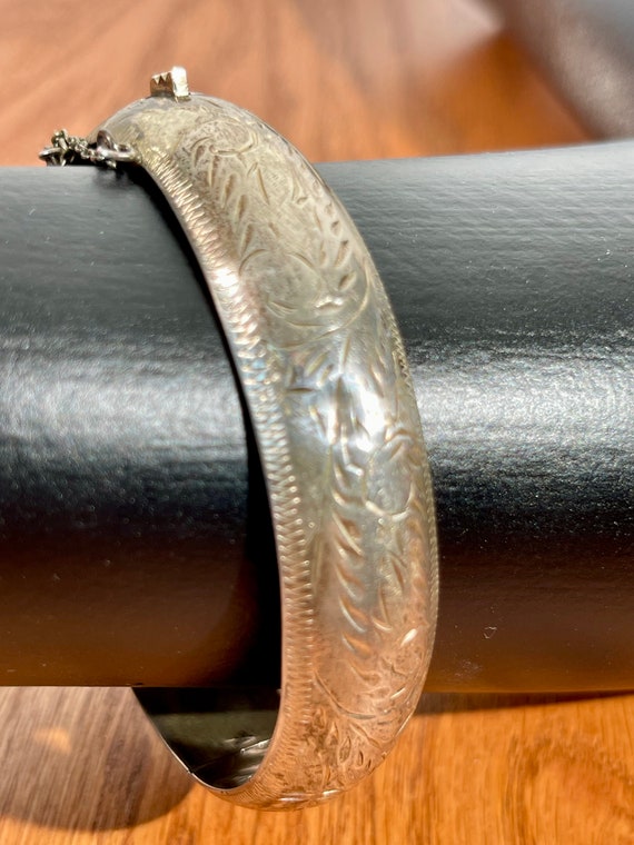 Sterling Silver Bangle Bracelet - Mid-Century Cla… - image 5