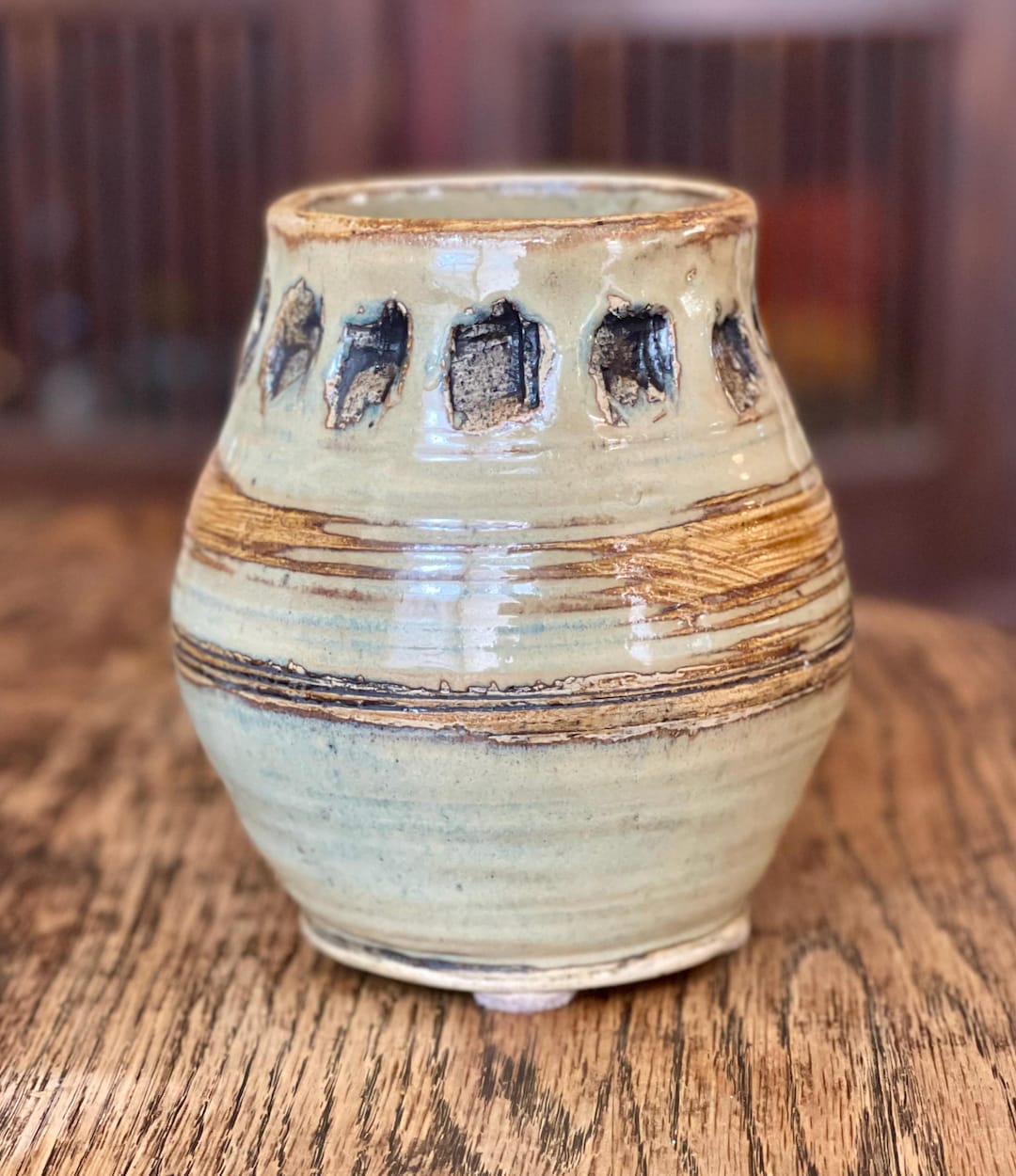 Brutalist Hand Thrown Ceramic Vase - Studio Pottery Vase With Textured ...