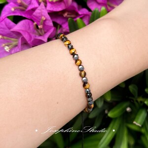 Tiger Eye, Tiger's Eye Gemstone Hematite Beaded Bracelet, Healing Protection Chakra Reiki Bracelet, Women Men Bracelet, Gift for her , Gift for him, Gift for Christmas, Xmas, Mother's Day, Father's Day, Birthday