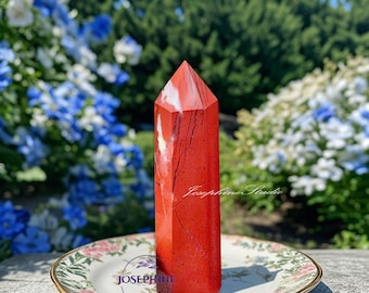 Generador de obelisco de torre de jaspe rojo natural, decoración del hogar, sanación con cristales, decoración de cristales para el hogar, reflector de energía de cristal, regalo de cristal