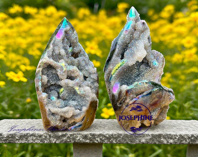 Large Rare Rainbow Aura Sphalerite Quartz Crystal Chunk, 200-250g Mineral Rocks Specimen, Home Crystal Decor Ornament Collection Gift