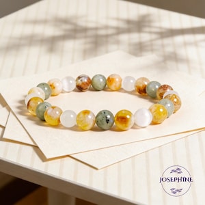 Selenite Citrine Labradorite Bracelet, Crystal Bead Bracelet in Earthy Neutrals, Thoughtful Gift for Inner Reflection and Self Connection