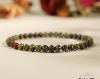 Blutstein Armband 4 mm, Armband für Frau und Mann, Dragon Bloodstone Armband, Natürlicher Blutstein Schutz Kristall Armband