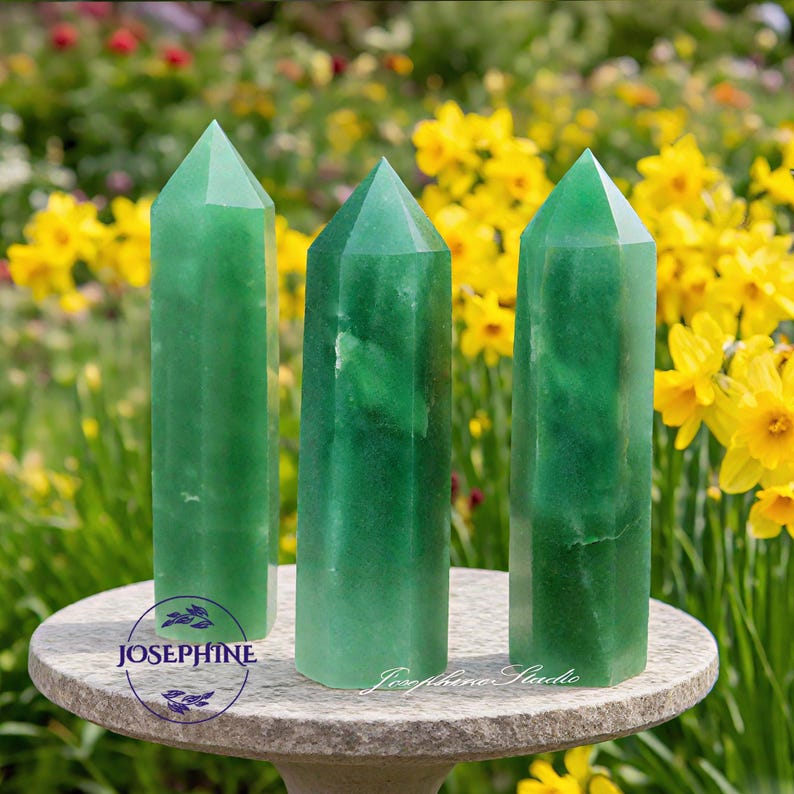 Aventurine Crystal Wand Obelisk Tower Point, Healing Reiki Meditation Chakra Witch Yoga Tower, Home Car Office Decor Ornaments, Gift for her image 1