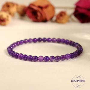 Grade A++ Amethyst Crystal Bead Bracelet 4mm, Purple Amethyst Bracelet, Healing Crystals, Great Gift for Men & Women, Christmas gift