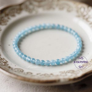 Pulsera de capas de piedras preciosas de cristal de aguamarina de 4 mm • Sanación emocional • Calma y protección • Equilibrio emocional • Chakra de la garganta