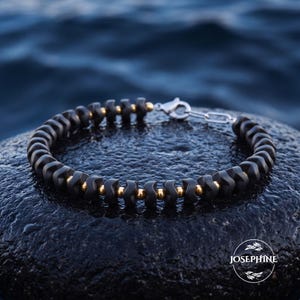 Hematite Stainless Steel Bracelet, Healing Protection Strength Unisex Jewelry