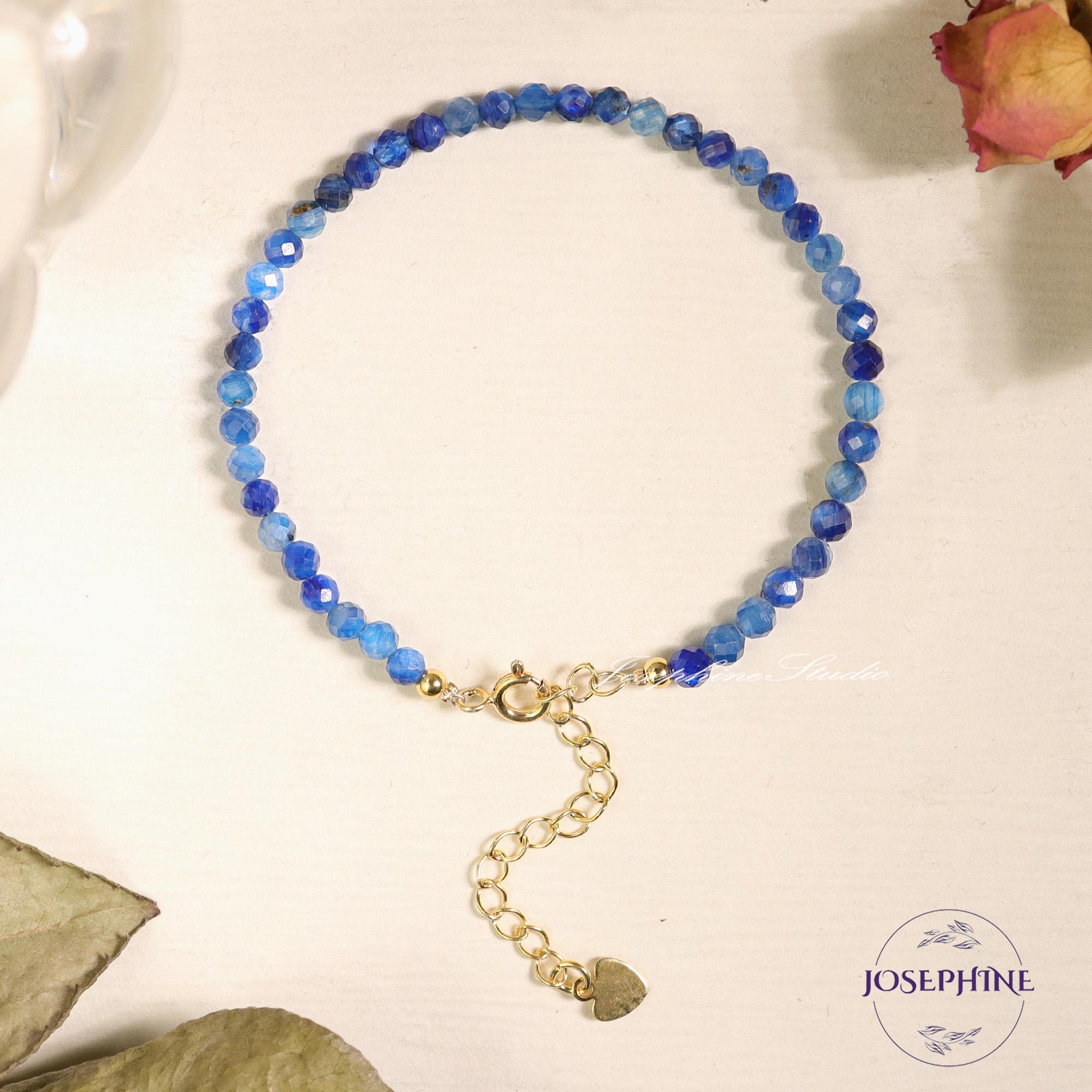 Bracciale E Collana In Cianite Naturale Blu Sfaccettata, Perle 2x4mm, Regalo Donna