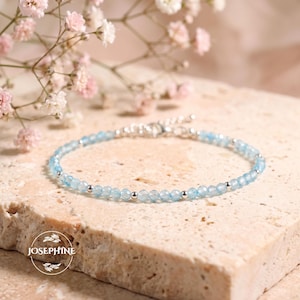 Sierlijke blauwe topaas edelsteen armband, echte topaas edelsteen armband voor vrouwen sterlingzilver gevuld, geboortesteen december verjaardagscadeau
