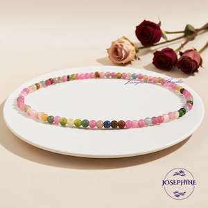 Rosa Turmalin Armband, 3 mm Perlen Stretch Zierliche Einfache Armband, Heilung Infundiert Reiki Schutz Innerer Frieden Armband zum Stapeln