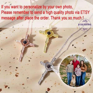 Custom Photo Projection Necklace, Cross Christian Bible Verse Necklace, Memorial Photo Necklace, Personalized Jewelry, Birthday Gift