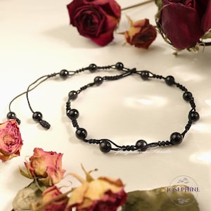 Black Obsidian Bracelet Anklet for Women Men, Obsidian Waterproof Anklet, Hand Braided Adjustable Anklet, Healing Protection Luck Anklet