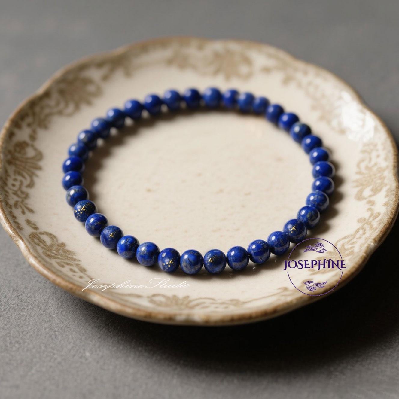 Women Blue Friendship Bracelet, Lapis Lazuli Small Gemstone 4mm Beads Bracelet, Healing Meditation Blue Bracelet, Bracelet for Women Men