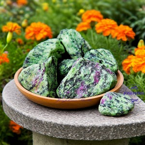 Raw Rough Ruby Zoisite Stone , 1.5"-2" Ruby Zoisite Chunks, Healing Energy Crystal Quartz Specimens, for Meditation Chakra Reiki Decor, Gift