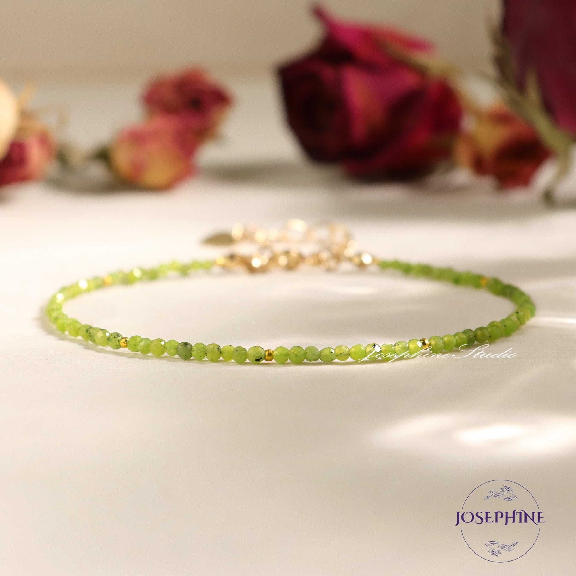 Canadian Jade Bracelet Dainty Green Jade Jewelry Minimalist Nephrite Crystal Gemstone Bracelet March Birthstone Birthday Gift Anniversary