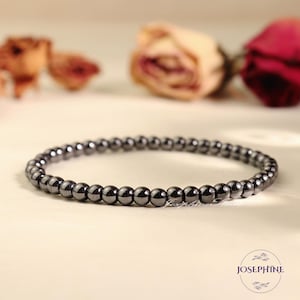 Hematite Bracelet, 4mm Hematite Jewelry, Heal Crystal Bracelet, Healing Beaded Bracelet, Protection Bead Heal Bracelet, Christmas Xmas gift