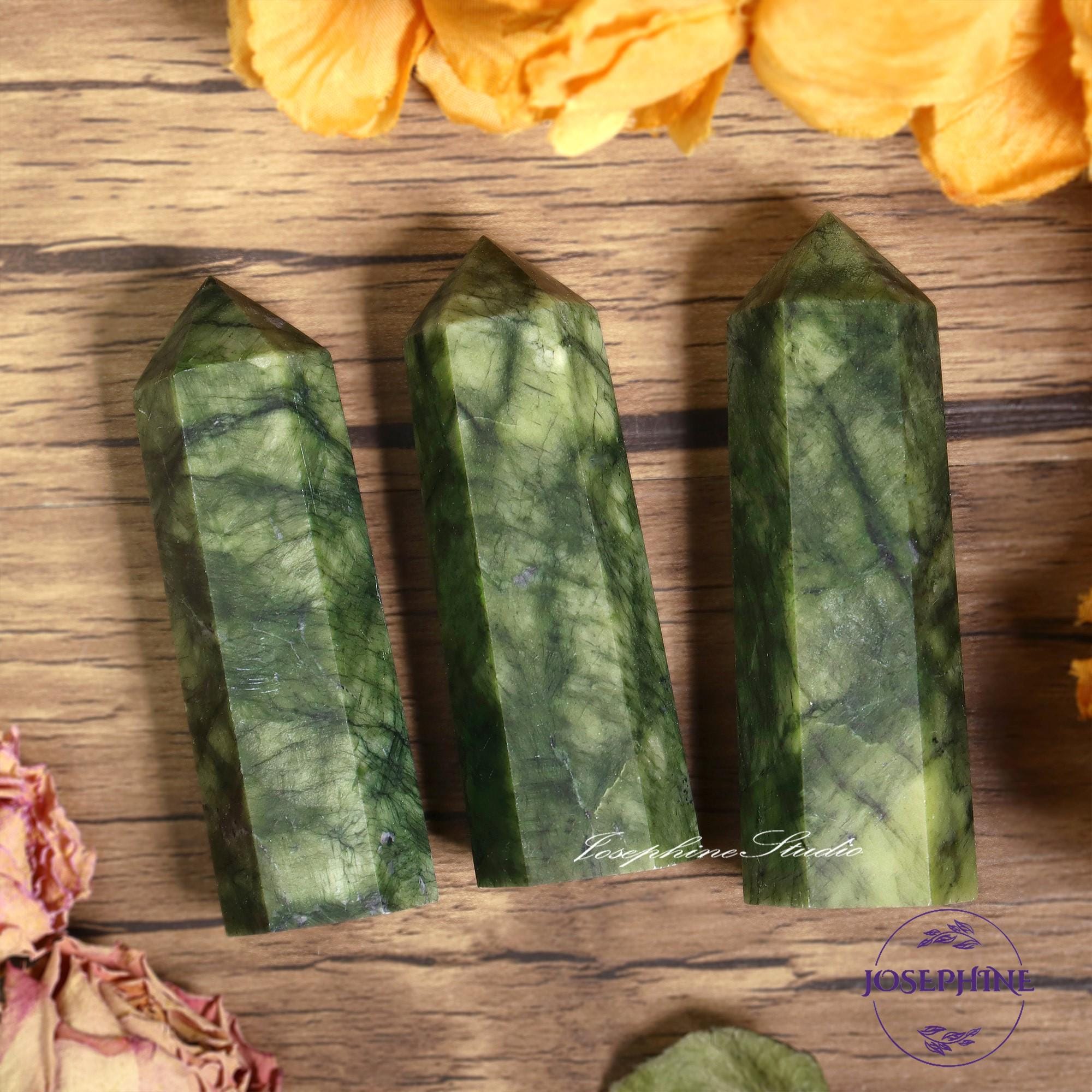 Natural Green Nephrite Jade Generator / Obelisk, 3 - 4