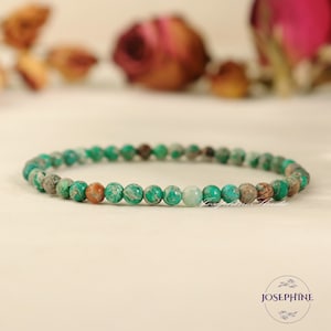 Pulseira de jaspe verde com sedimento marinho, contas pequenas de 4 mm, pulseira delicada para meditação e equilíbrio de chakras, presente para mulheres