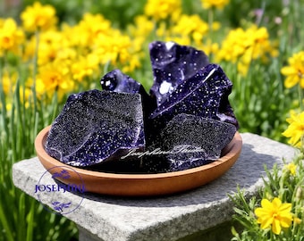 Raw Rough Blue Goldstone Chunk, natural rough crystal, raw crystal, crystal chunk, rough stone, healing stone, crystal gift, Mineral Rocks