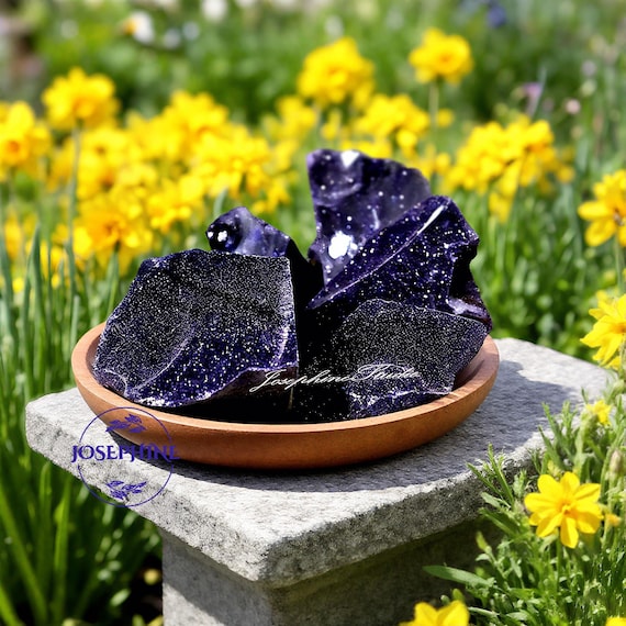 Raw Rough Blue Goldstone Chunk, natural rough gemstone, raw stone, Sandstone chunk, rough stone, healing stone, crystal gift, Mineral Rocks