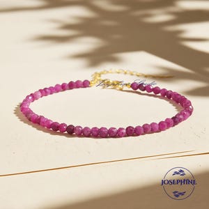 Pink Tourmaline Bracelet, Ruby Crystal Minimalist Dainty Beads Bracelet, Healing Empath Protection Reiki Bracelet, Gift for her Women Mother