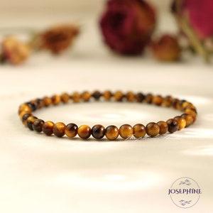Pulsera de ojo de tigre de 4 mm para mujer, pulsera de cristal natural para hombre, pulsera de piedras preciosas, joyería de ojo de tigre, pulsera de ojo de tigre