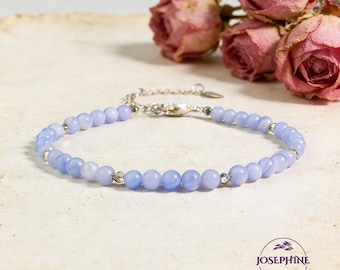 Pulsera minimalista delicada de cuentas de ágata azul Crazy Lace, gema de 4 mm, protección de equilibrio