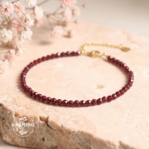 Minimalistische sierlijke granaat edelsteen kralenarmband, kristallen armband edelsteen sieraden voor vrouwen, genezing meditatie bescherming armband, cadeau