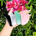 Crystal Gua Sha Tool, Natural Stone Body and Facial Massage Tool, Scraping Plate, Premium Gemstones, Skin Care Tool, Green Jade, Obsidian