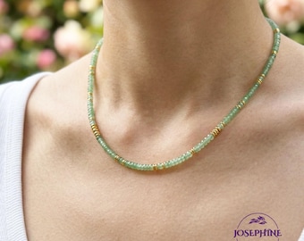 Naszyjnik z koralikami z zielonego awenturynu, naturalna biżuteria z kryształu leczniczego, prezent na Dzień Matki