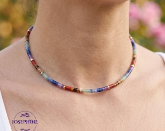 Rainbow Assorted Crystal Beads Women Necklace, 7 Chakra Stones Necklace for Yoga Healing Meditation, Gift for her