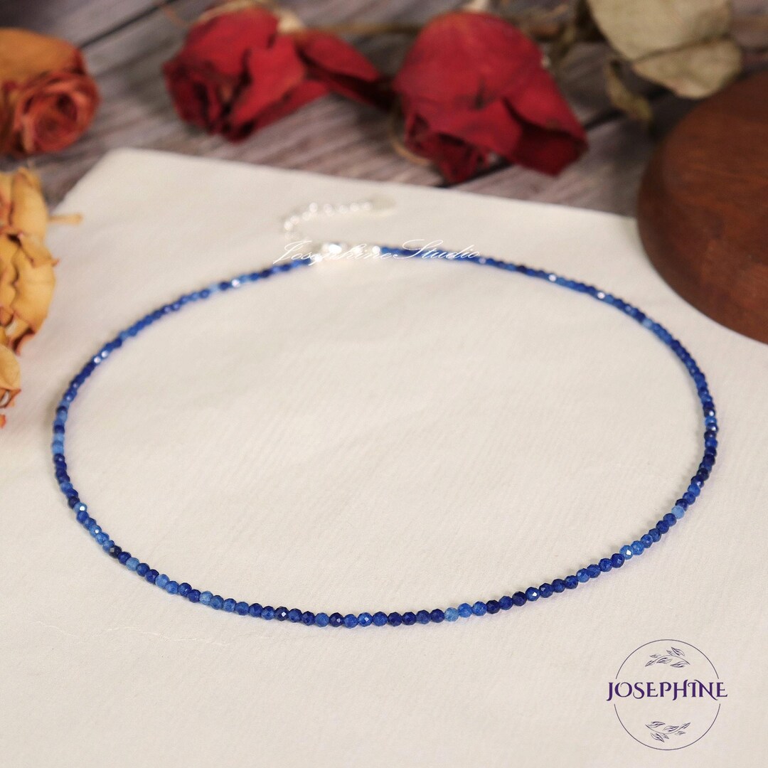 Perline Rotonde In Cianite Blu Naturale, Perline Distanziali Sfuse Per