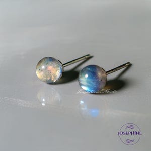 Moonstone Stud Earrings, Dainty Minimalist Round Bead Stud Earrings, Healing Empath Protection Reiki Chakra Stud Earrings for Women Men