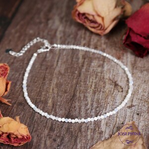 Blue Flash stone, moonstone anklet