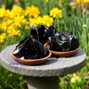 Raw Rough Black Obsidian Gemstone, 1.5&quot;-2&quot; Obsidian Large Chunks, Healing Energy Crystal Mineral Rocks, for Meditation Jewelry DIY wrapping