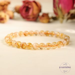 Natuurlijke edelsteen kristal stretch armband, 5 mm citrien kralen armband, genezing bescherming innerlijke vrede spirituele energie vrouwen armband, cadeau