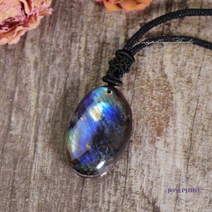 Labradorite Pendant Necklace, Genuine Labradorite Adjustable Necklace, Healing Meditation Chakra Balance Necklace, Crystal Gift for him her