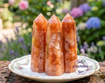 Sunstone Crystal Obelisk Tower, crystal tower point wand collection, Healing Meditation Decoration