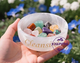 7,5 cm polerad graverad selenitskål, polerad selenitskål, laddning, kronchakrakristaller, selenit laddningsskål för rengöring, offergåva