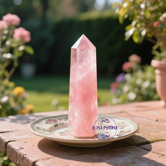 Rose Quartz Crystal Wands Obelisk Tower Point, Healing Reiki