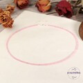Rose Quartz Gemstone Beaded Minimalist Choker, Tiny 2mm Natural Pink Gemstone Beads Necklace, Waterproof Crystal Choker, Healing Jewelry