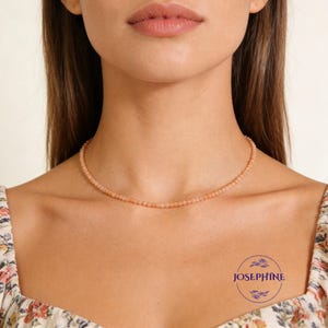 Tiny Sunstone Gemstone 2mm Beaded Minimalist Choker,  Peachy Crystal Dainty Gemstone Beads Necklace, Boho Style Choker, Healing Jewelry Gift
