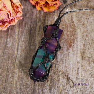 Rainbow Fluorite Necklace, Hexagonal Crystal Point Pendant, Healing Protection Spiritual Necklace, For Meditation Chakra, Gift for Women