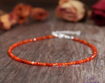 AAA Garde Carnelian Anklet, 2mm Beads Natural Red Agate Anklet, Healing Anklet, Boho Style Minimalist Dainty Women Anklet, Christmas Gift