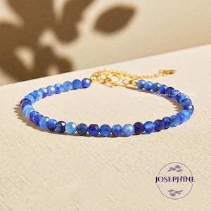 Blue Kyanite Bracelet Dainty Kyanite Jewelry for Women September Birthstone Gift for Her Minimalist Blue Crystal Bracelet Gemstone Gifts